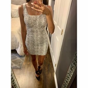 Express White Lace Ruched Bodycon Dress